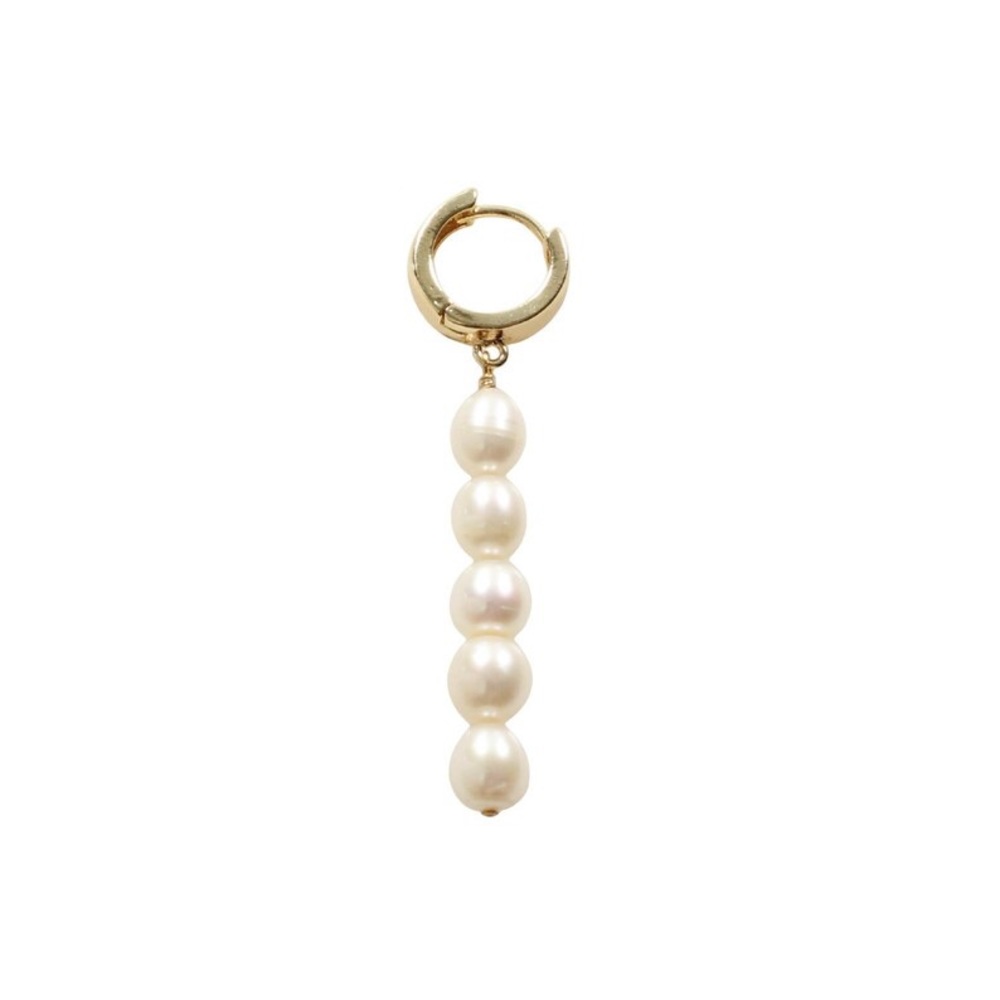 Mismatched Genuine Freshwater Pearl Earring Set Statement Gold Hoops Earrings - Picture 5 of 12